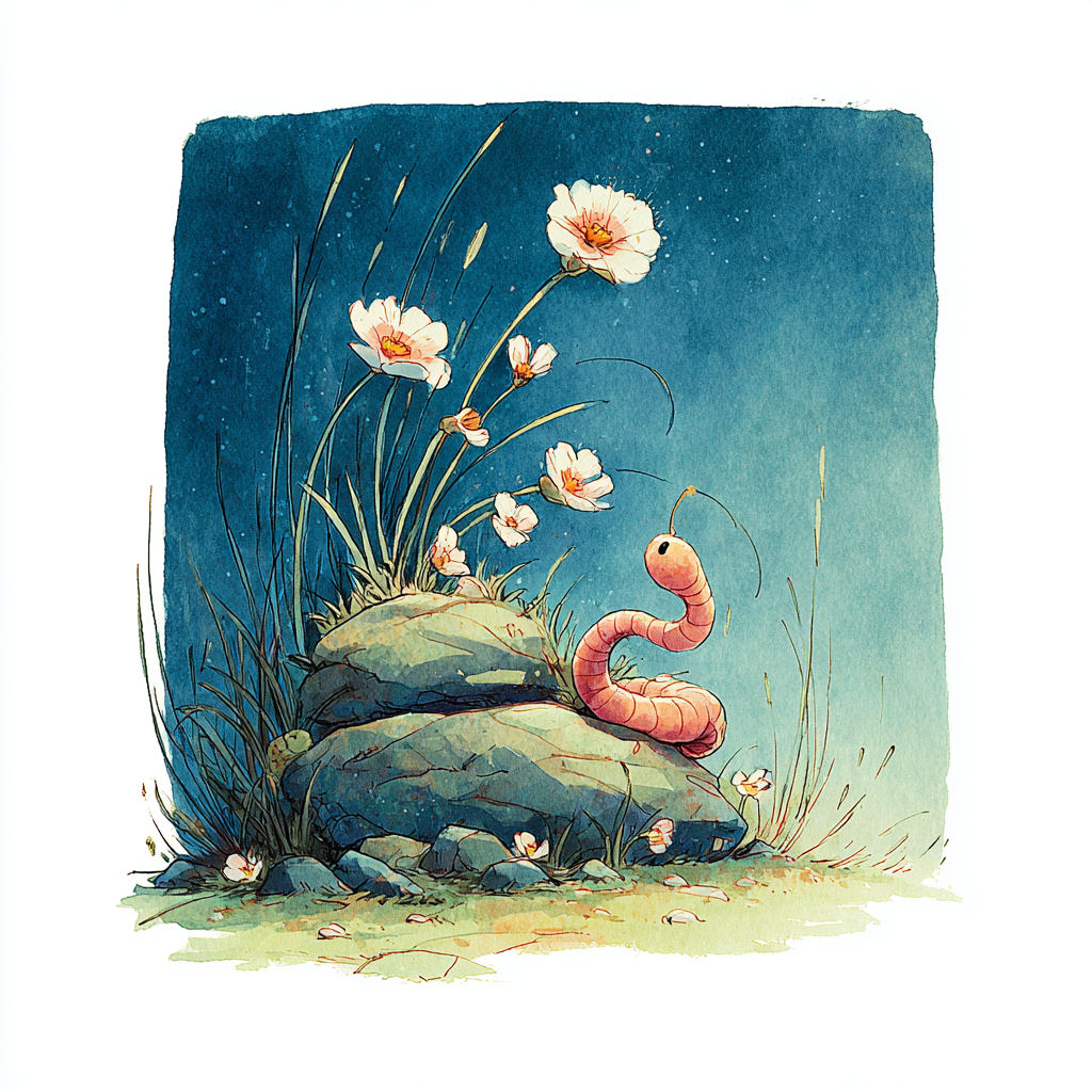 Watercolor illustration of a person sitting on a cliff overlooking a gradient sky