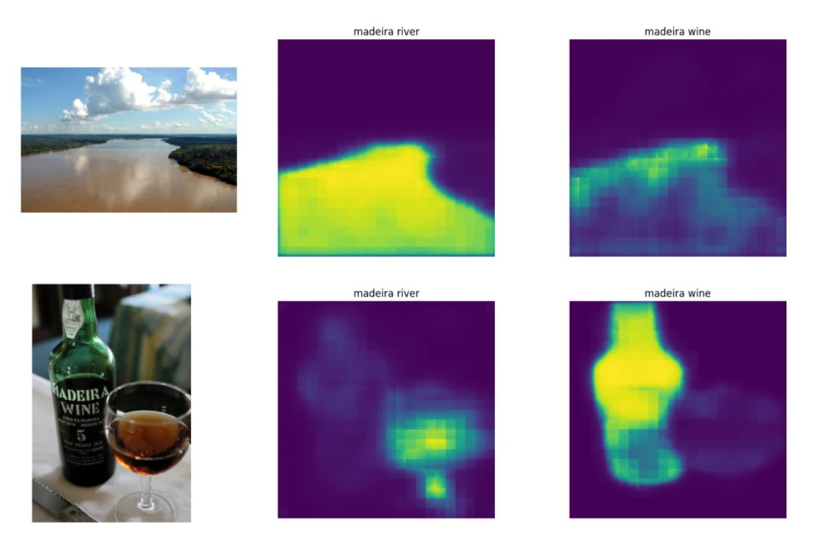 CLIPSeg segmentations for Madeira river and Madeira wine contexts