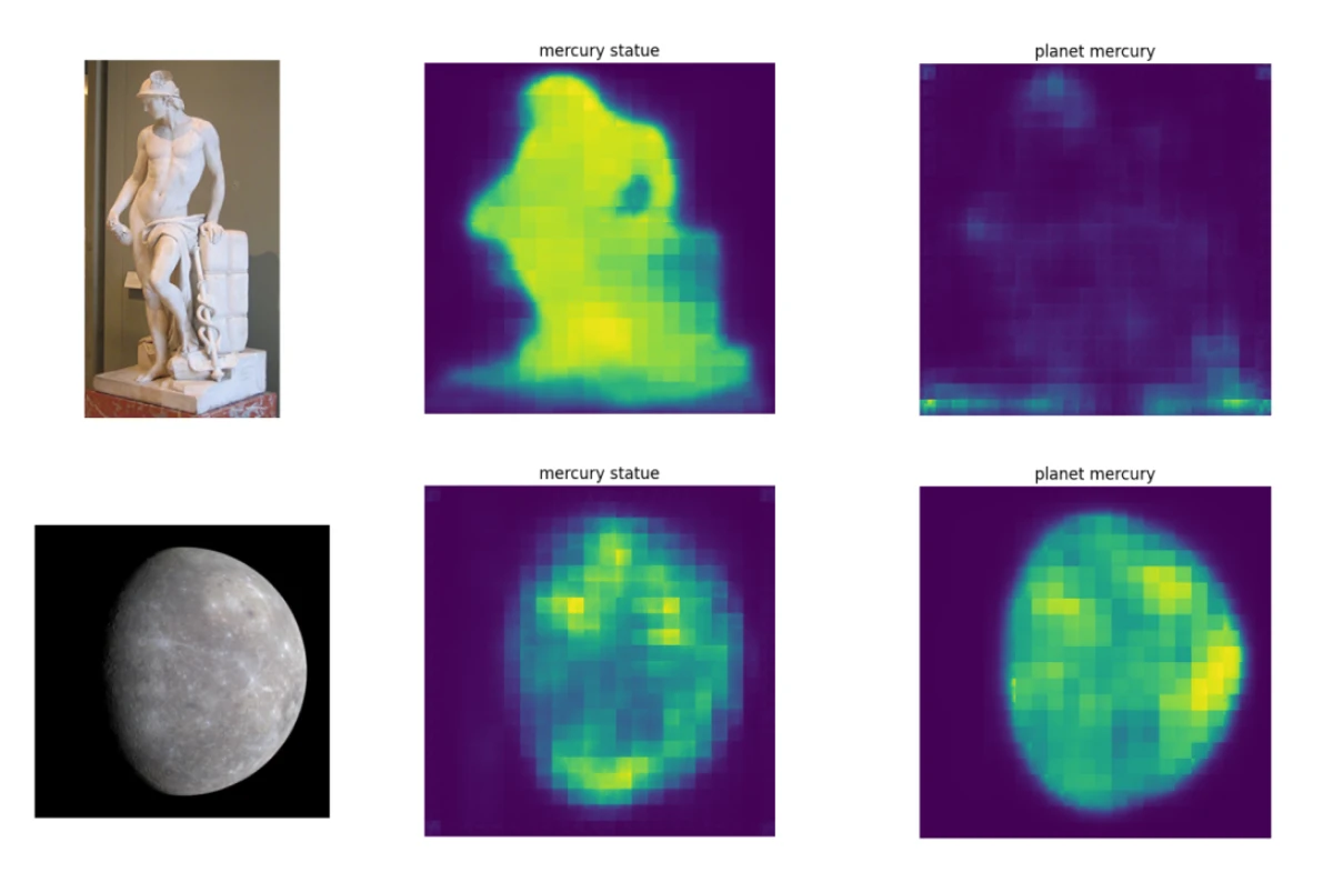 CLIPSeg segmentations for different Mercury contexts