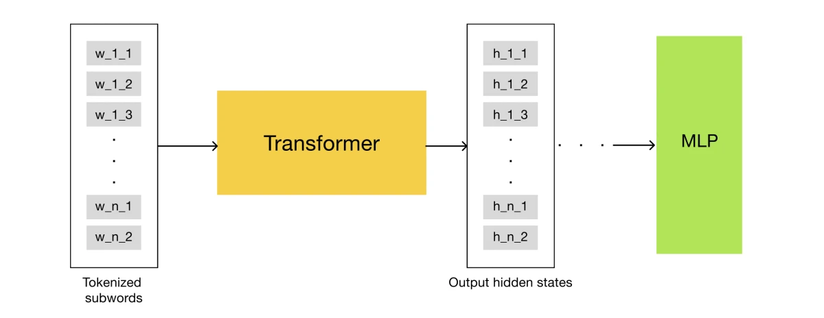 Architecture diagram for the DeBERTa homonymy disambiguation model